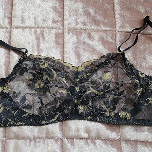 Ell & Cee Black Gold Lace Bra